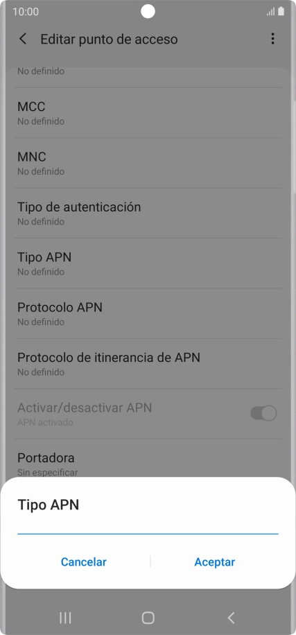 Introduce default y pulsa Aceptar.