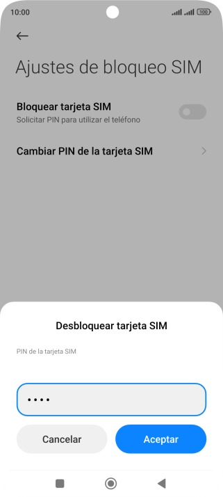 Introduce tu código PIN y pulsa Aceptar.