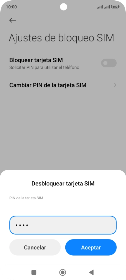 Introduce tu código PIN y pulsa Aceptar.