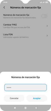 Introduce el código PIN2 y pulsa Aceptar.