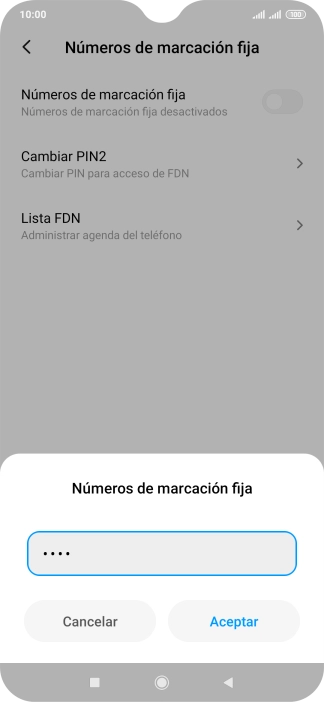 Introduce el código PIN2 y pulsa Aceptar.