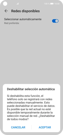 Pulsa ACEPTAR y espera mientras el teléfono está buscando redes.
