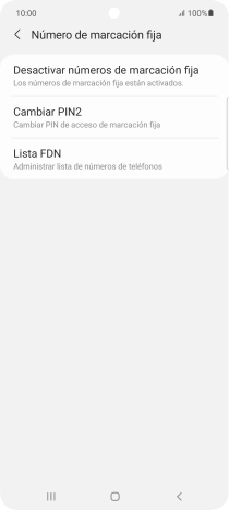 Pulsa Desactivar números de marcación fija.