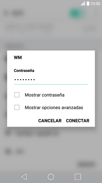 Introduce la contraseña de la red wifi y pulsa CONECTAR.