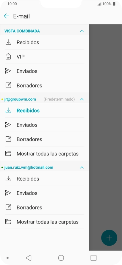 Pulsa Recibidos bajo la cuenta de correo electrónico deseada.