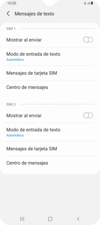 Pulsa Centro de mensajes bajo la tarjeta SIM deseada.