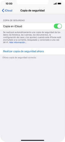 Pulsa Realizar copia de seguridad ahora y espera mientras se hace una copia de seguridad del contenido de la memoria del teléfono.