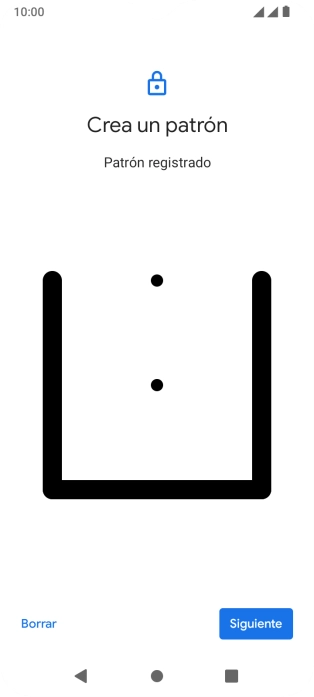 Desliza el dedo por la pantalla para unir por lo menos cuatro puntos y pulsa Siguiente.