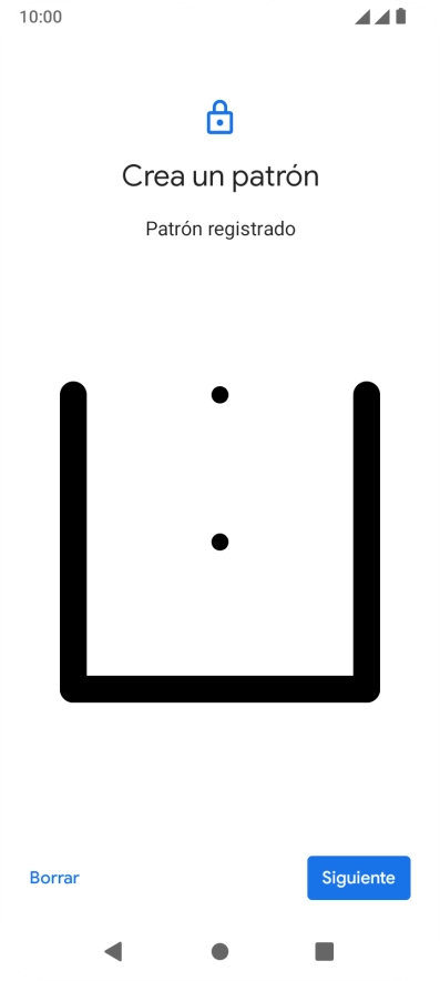 Desliza el dedo por la pantalla para unir por lo menos cuatro puntos y pulsa Siguiente.