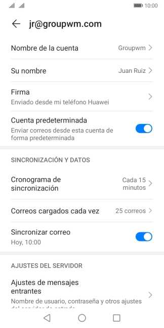 Pulsa Nombre de la cuenta.