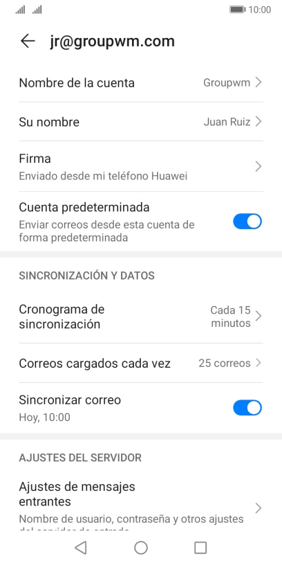 Pulsa Nombre de la cuenta.