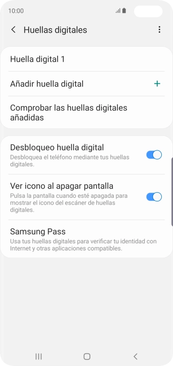 Pulsa el indicador junto a los ajustes deseados.