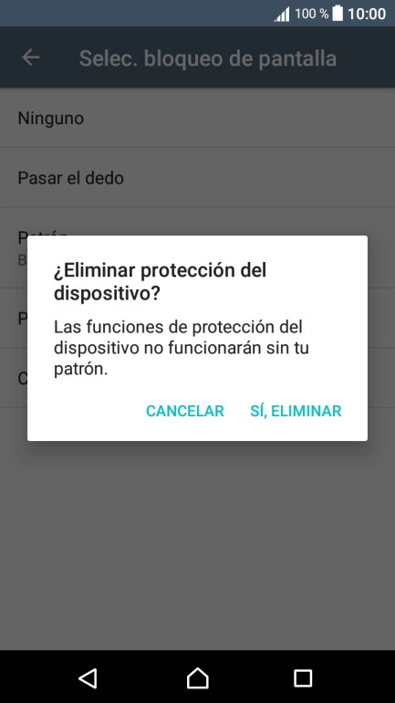 Pulsa SÍ, ELIMINAR.