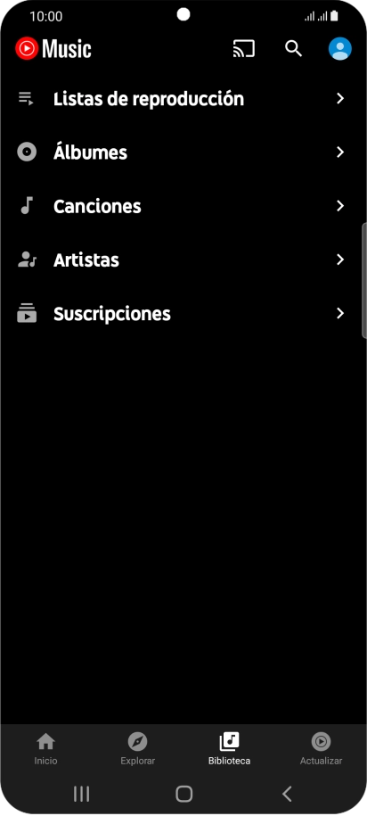 Pulsa una categoría y desplázate al archivo de música deseado.