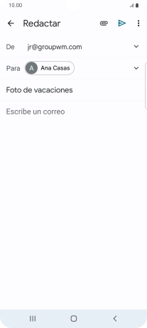 Pulsa en el campo de escritura  y escribe el texto del correo electrónico.