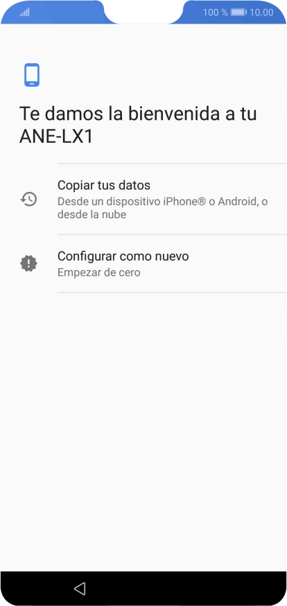 Puedes transferir el contenido de otro teléfono cuando activas tu teléfono por primera vez y cuando lo has restablecido. Cuando aparezca en la pantalla del teléfono esta imagen, ya está listo para la transmisión del contenido del otro teléfono.