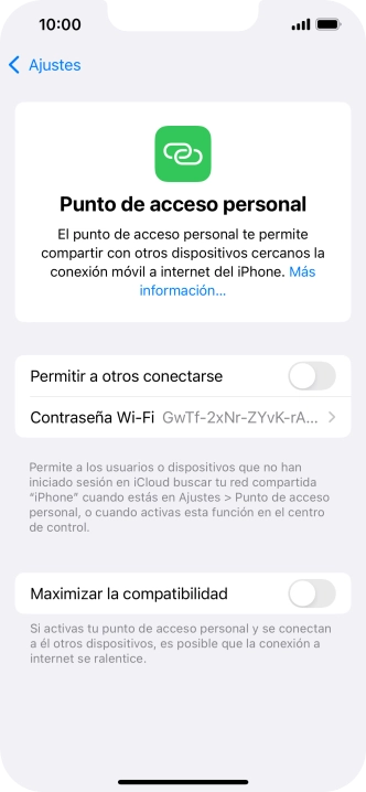 Pulsa Contraseña Wi-Fi e introduce una contraseña.