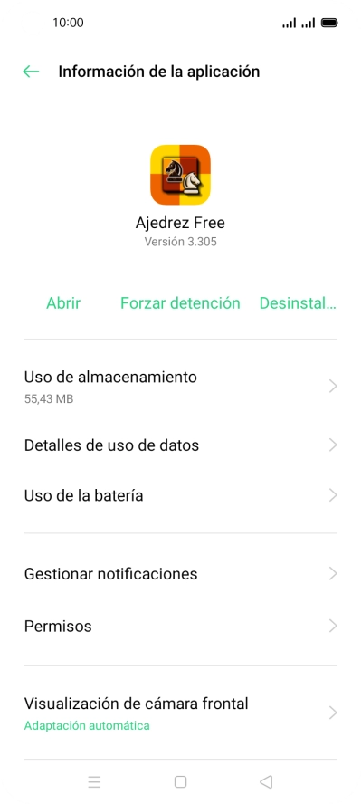 Pulsa Uso de almacenamiento.