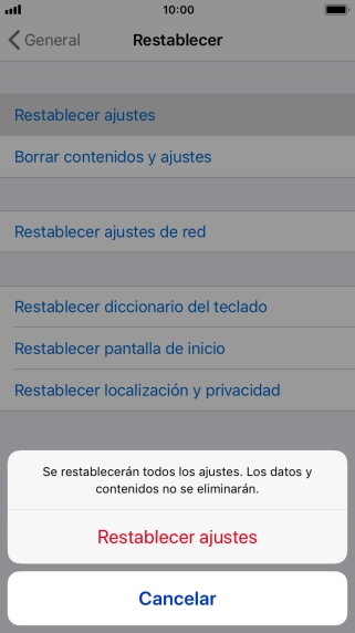 Pulsa Restablecer ajustes.
