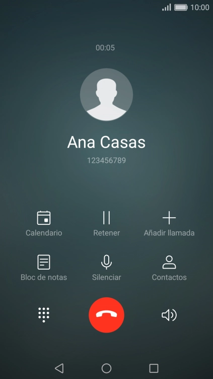 Pulsa el icono de finalizar llamada.