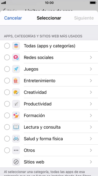 Pulsa las categorías deseadas.