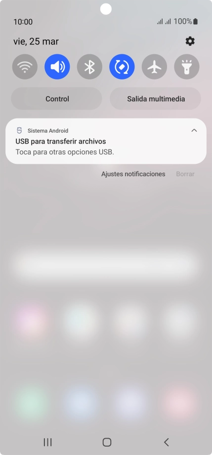 Pulsa Toca para otras opciones USB..