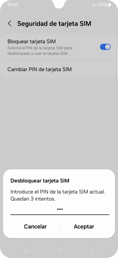 Introduce tu código PIN y pulsa Aceptar.