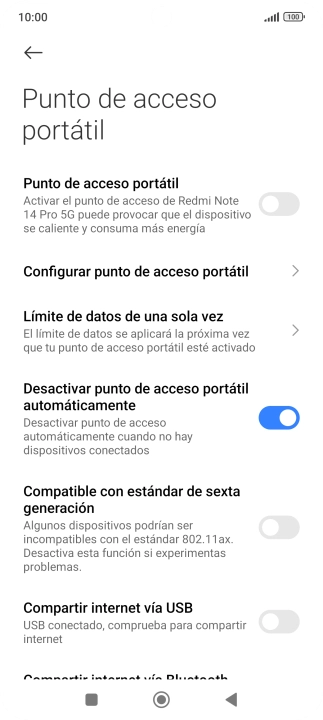 Pulsa Configurar punto de acceso portátil.