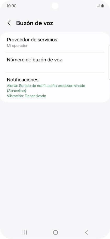 Pulsa Número de buzón de voz.