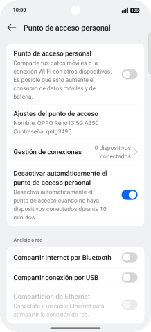 Pulsa Ajustes del punto de acceso.