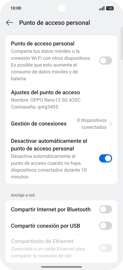 Pulsa Ajustes del punto de acceso.