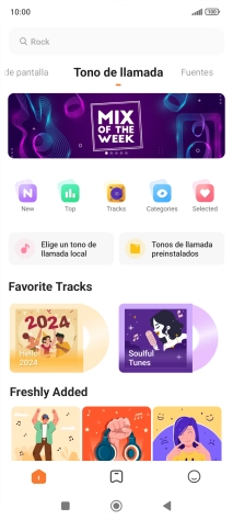 Si deseas seleccionar un timbre de llamada que no sea un timbre de llamada predeterminado, pulsa Elige un tono de llamada local y sigue las indicaciones de la pantalla para seleccionar la melodía deseada.