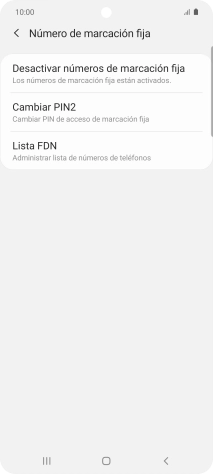 Pulsa Desactivar números de marcación fija.