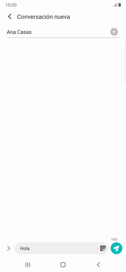 Pulsa el icono de envío cuando termines de escribir el mensaje corto.