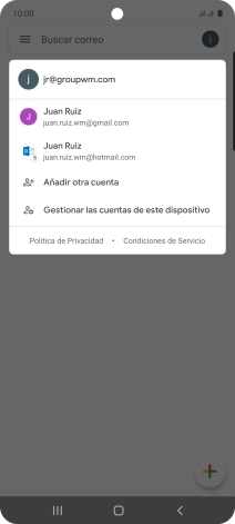Pulsa la cuenta de correo electrónico deseada.