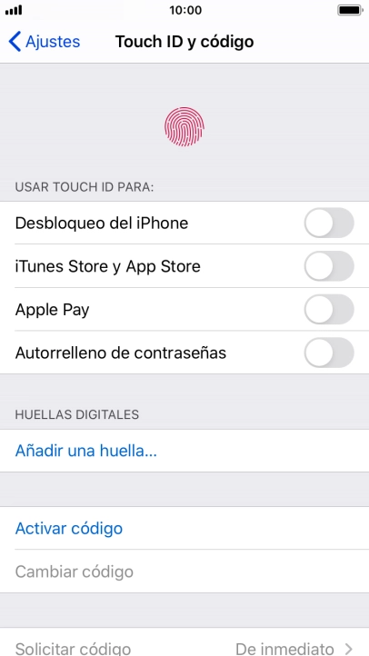 Pulsa Añadir una huella ... y sigue las indicaciones de la pantalla para añadir tu huella digital.