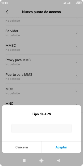 Introduce default y pulsa Aceptar.