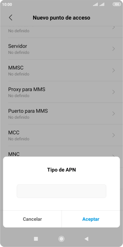 Introduce default y pulsa Aceptar.