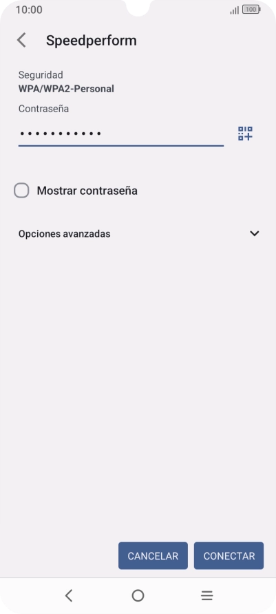 Introduce la contraseña de la red wifi y pulsa CONECTAR.
