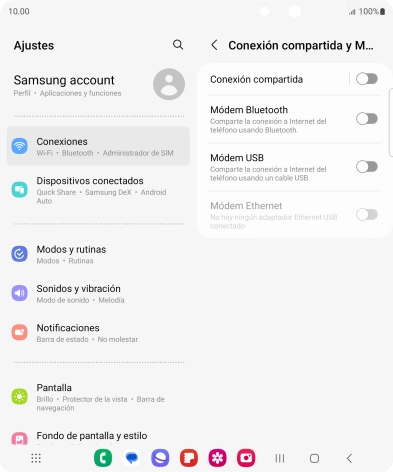 Pulsa Conexión compartida.