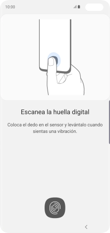 Sigue las indicaciones de la pantalla para crear una huella digital como código de seguridad.