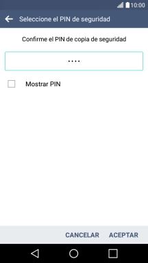 Vuelve a introducir el código PIN seleccionado y pulsa ACEPTAR.