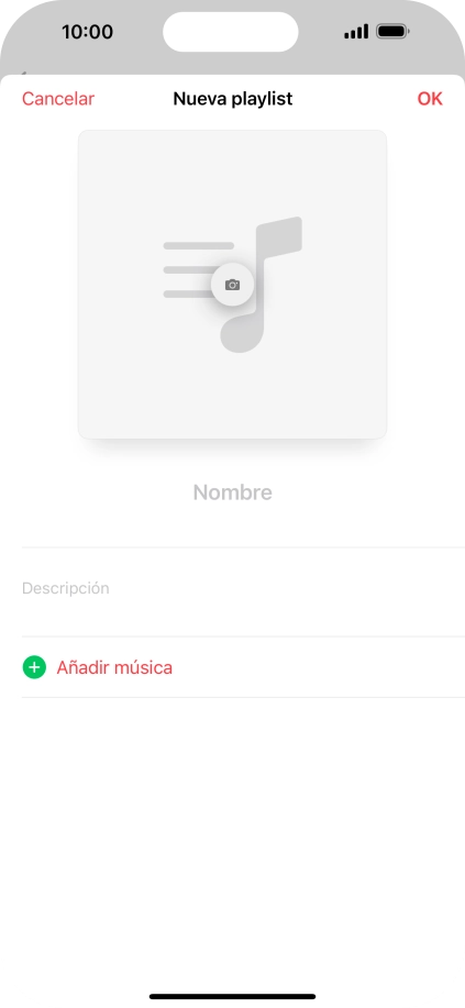 Pulsa en el campo de escritura e introduce el nombre de la lista de reproducción.