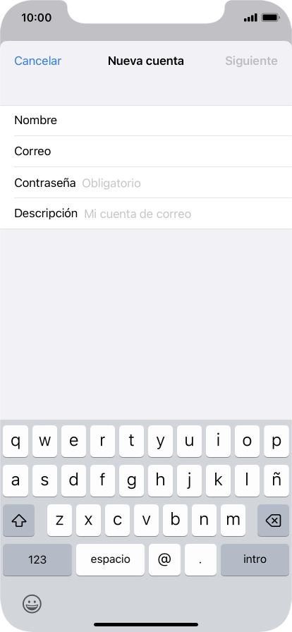 Pulsa Contraseña e introduce la contraseña de tu cuenta de correo electrónico.