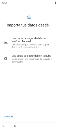 Pulsa el ajuste deseado y sigue las instrucciones de la pantalla para transferir el contenido del otro teléfono.