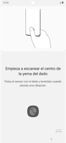 Sigue las indicaciones de la pantalla para crear una huella digital como código de seguridad.
