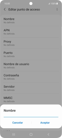 Introduce Vodafone Internet y pulsa Aceptar.