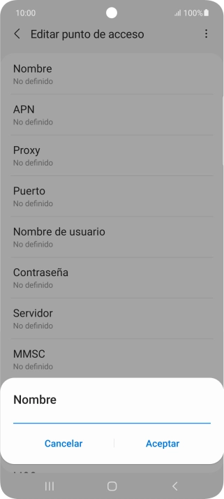 Introduce Vodafone Internet y pulsa Aceptar.