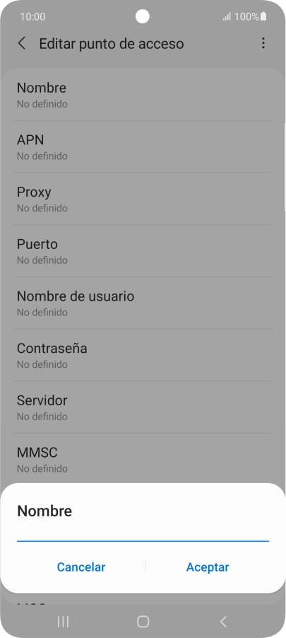 Introduce Vodafone Internet y pulsa Aceptar.