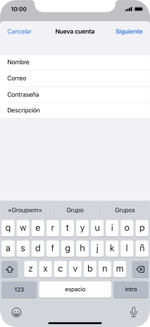 Pulsa Descripción e introduce el nombre de la cuenta de correo electrónico.